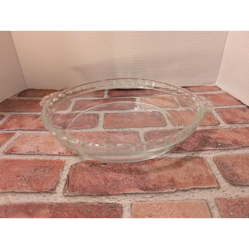 Vintage Clear Pyrex Pie Plate Scalloped Fluted Edge #229 H6 10 in Made in USA